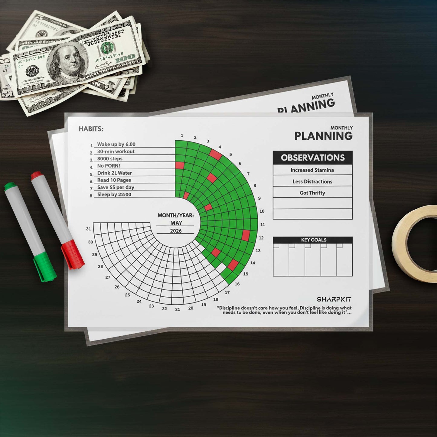 SharpKit 31-day Circle Habit Tracker (Printable)