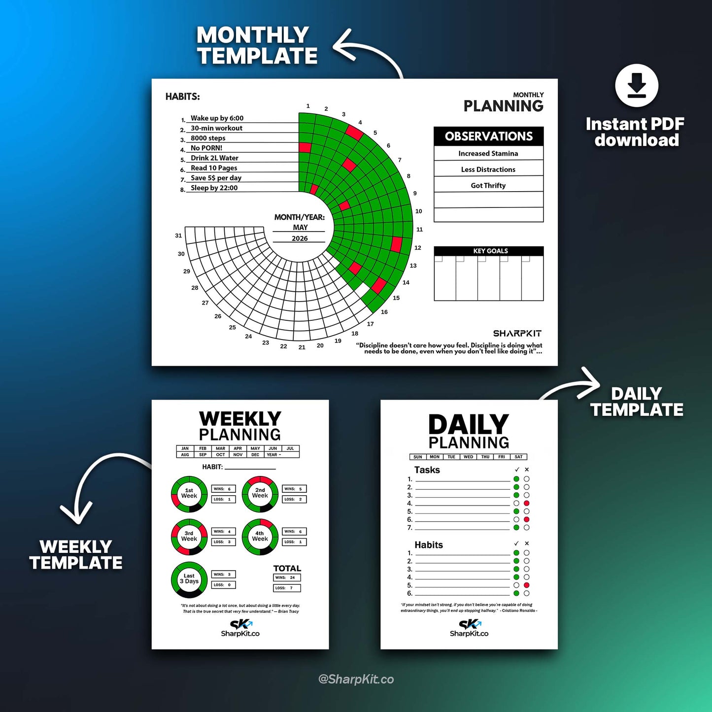 SharpKit 31-day Circle Habit Tracker (Printable)